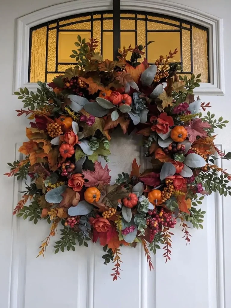 Harvest Pumpkin and Eucalyptus Fall Wreath