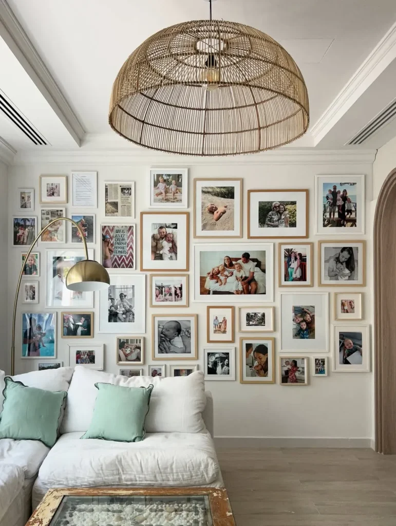 Large Family Photo Gallery Wall With Mixed Frames