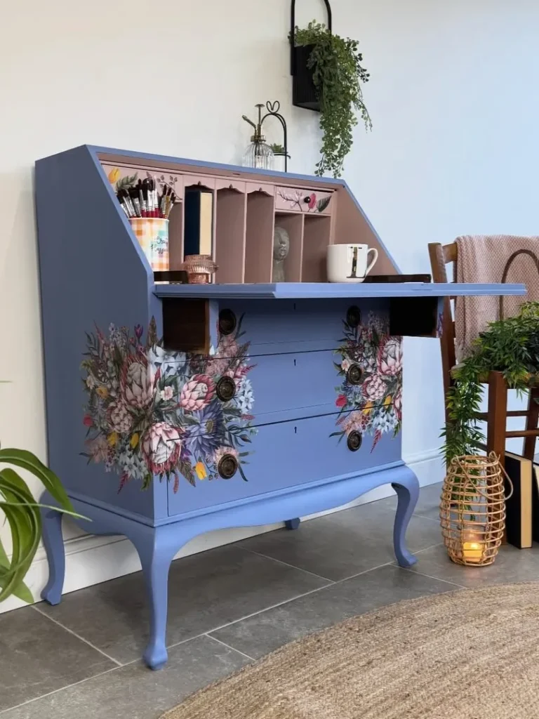 Lavender Floral Secretary Desk