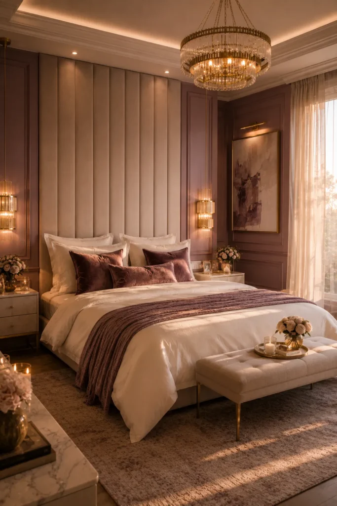 Mauve Bedroom Paint With Soft Luxury Style