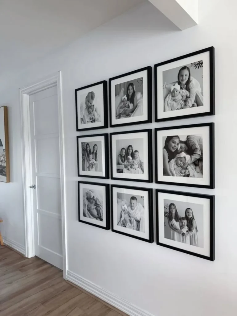 Minimal Family Photo Wall With Matching Black Frames