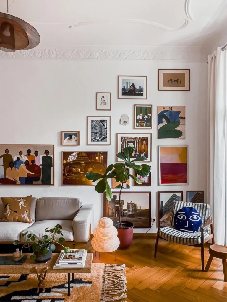 Modern Art Gallery Wall for a Cozy Living Room