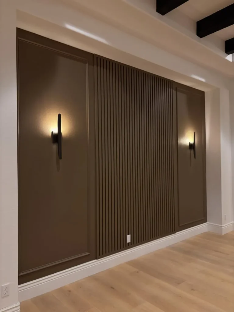 Modern Slat Wall Mixed With Classic Moulding