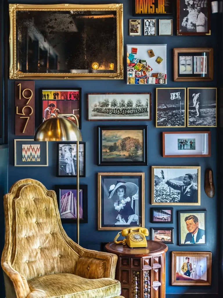 Moody Vintage Gallery Wall With Collected Frames