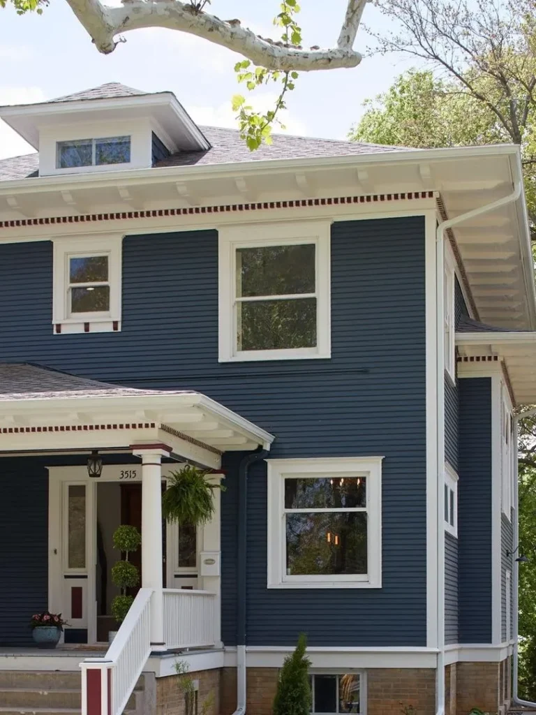 Navy Blue Exterior With Traditional White Trim