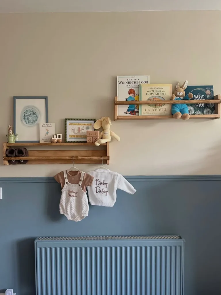 Neutral Nursery Bookshelf with Memory Display