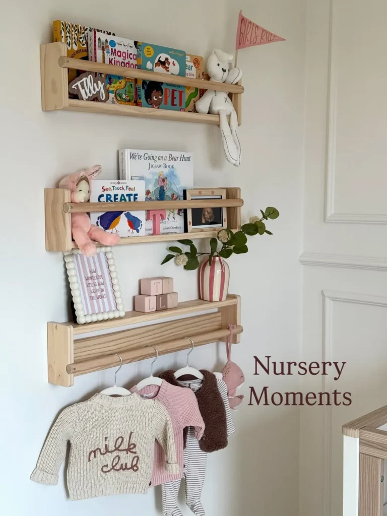 Nursery Bookshelf with Clothes Storage Rack