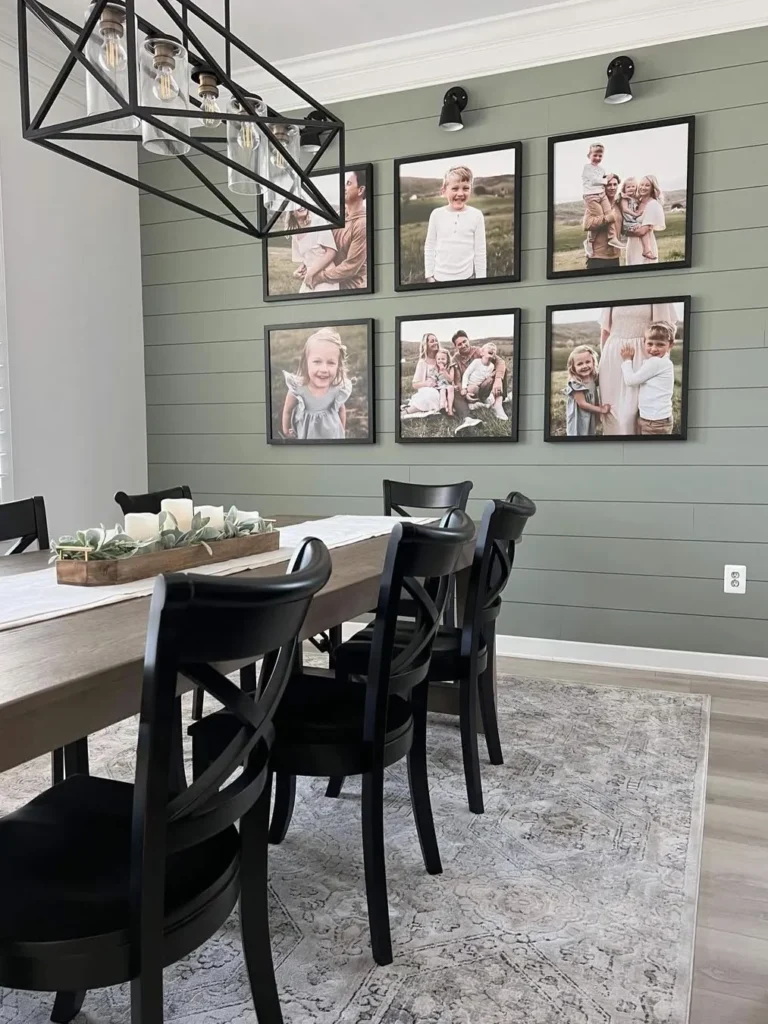 Olive Green Shiplap Dining Room Gallery Wall