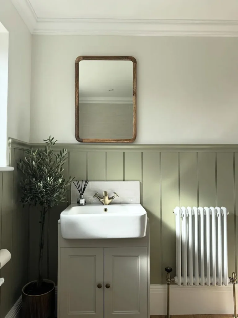 Olive Green Wainscoting With Farmhouse Details