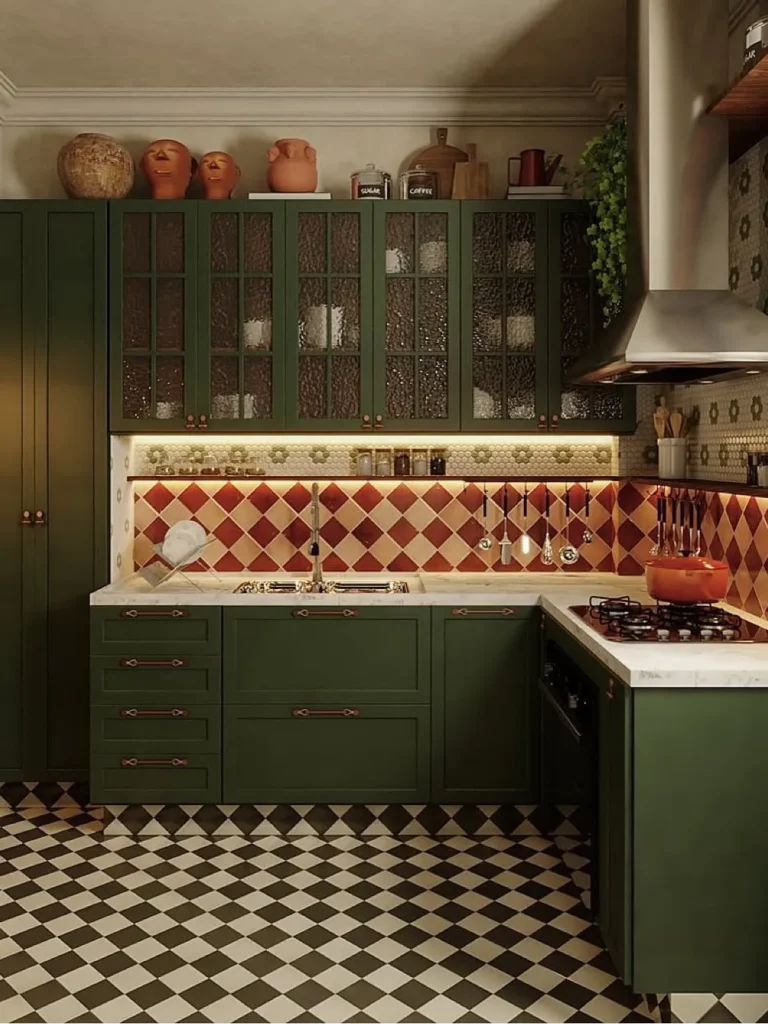 Olive Green and Rustic Terracotta Kitchen Palette