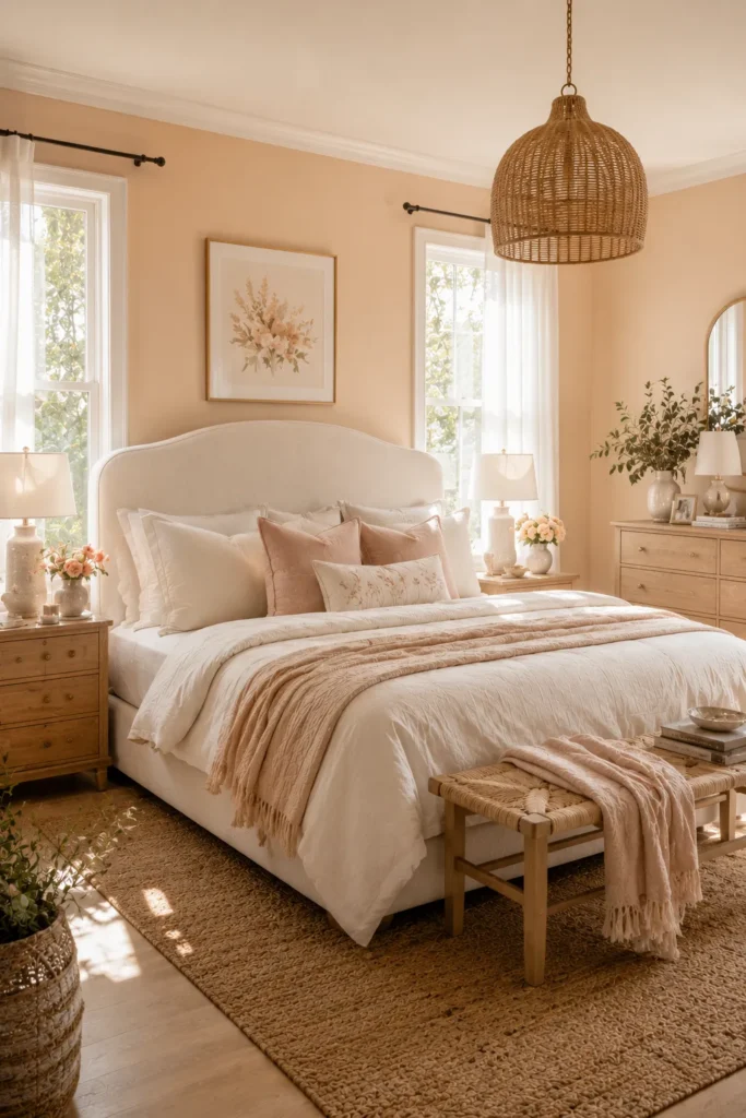 Peach Bedroom Paint for a Light Romantic Feel