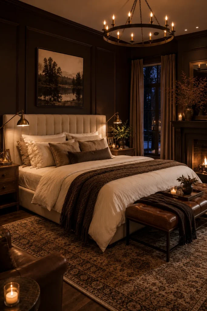 Rich Chocolate Brown Bedroom for Cozy Evenings