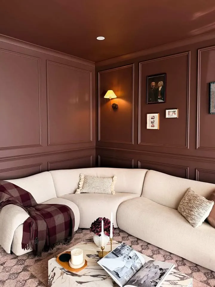 Rich Chocolate Brown Wainscoting Living Room