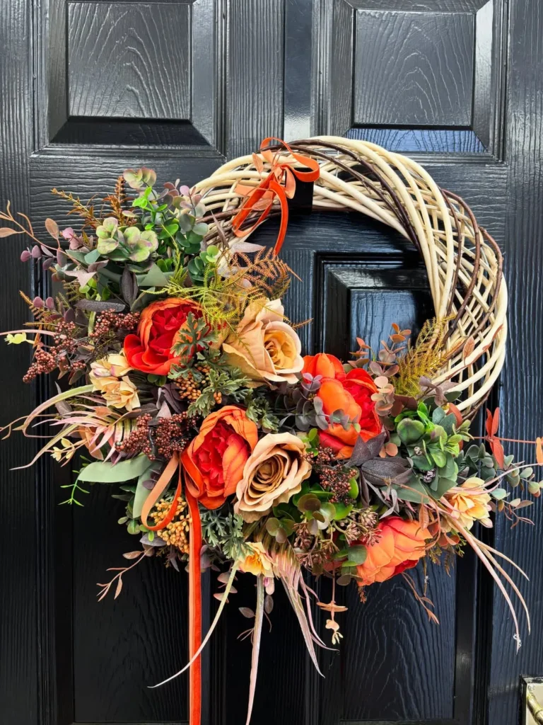 Rustic Fall Wreath With Warm Floral Accents