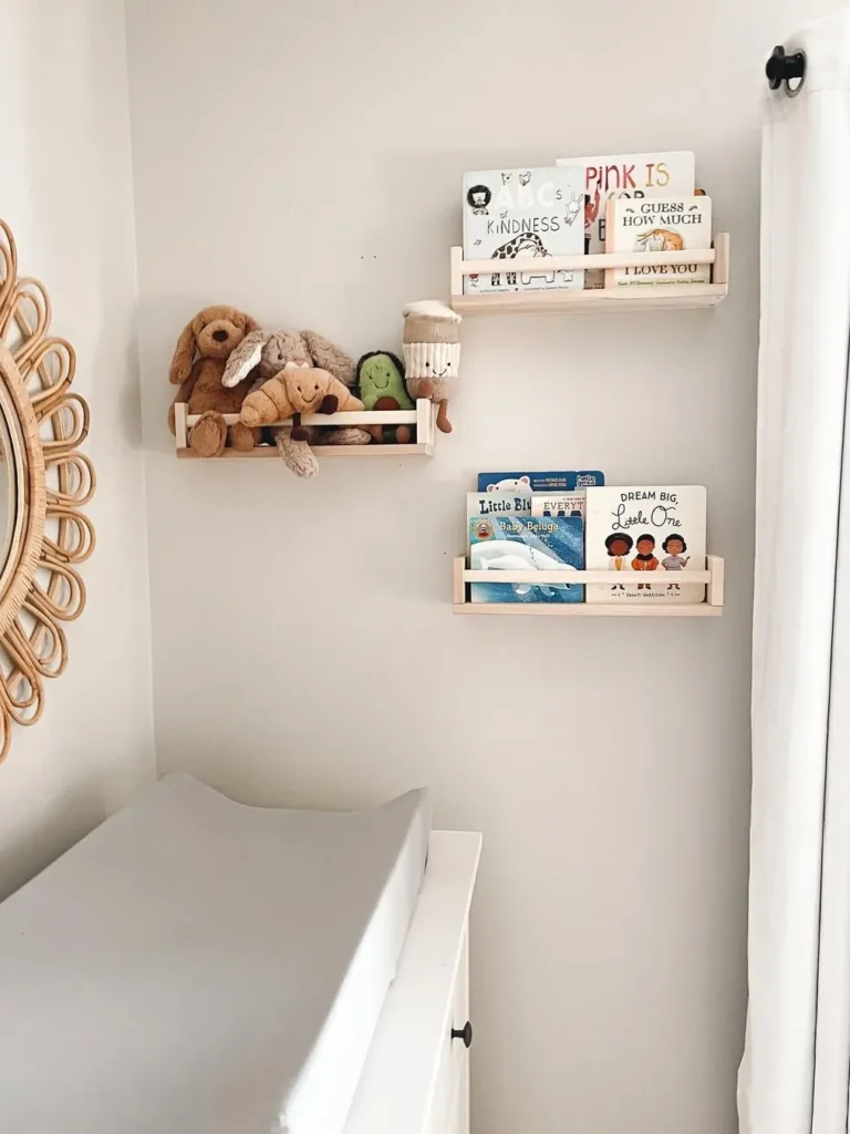 Small Corner Nursery Bookshelf Display
