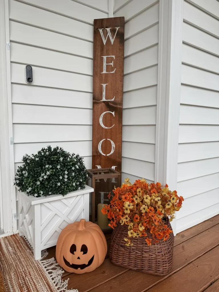 Small Front Porch Decor With Rustic Fall Touches