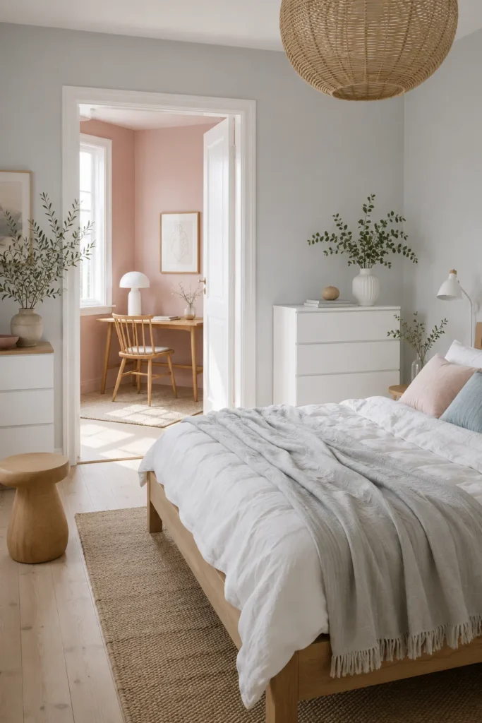 Soft Gray Paint Colors with Blush Accents