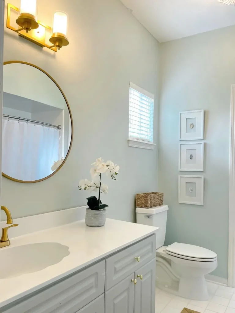 Soft Mist Blue Bathroom Paint for a Bright Space