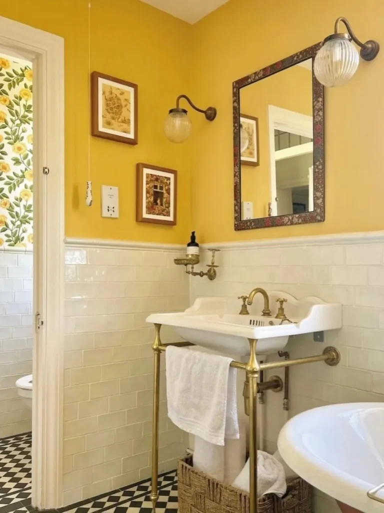 Sunny Mustard Yellow Bathroom Paint Idea