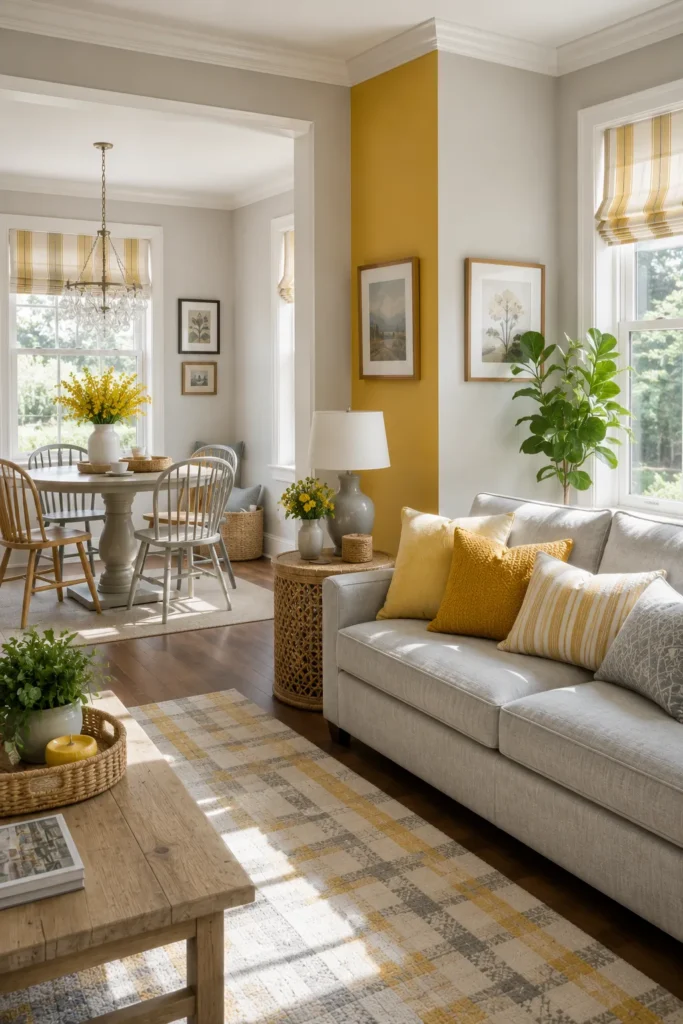 Sunny Yellow Accent Wall for a Bright Family Space