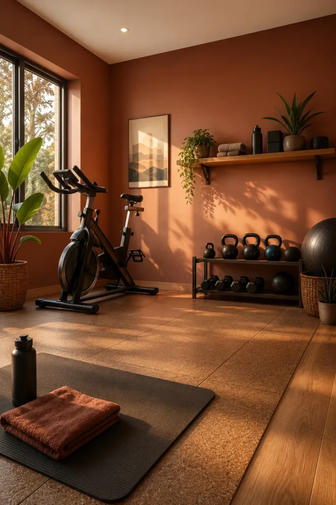 Terracotta Home Gym with Warm Earthy Style