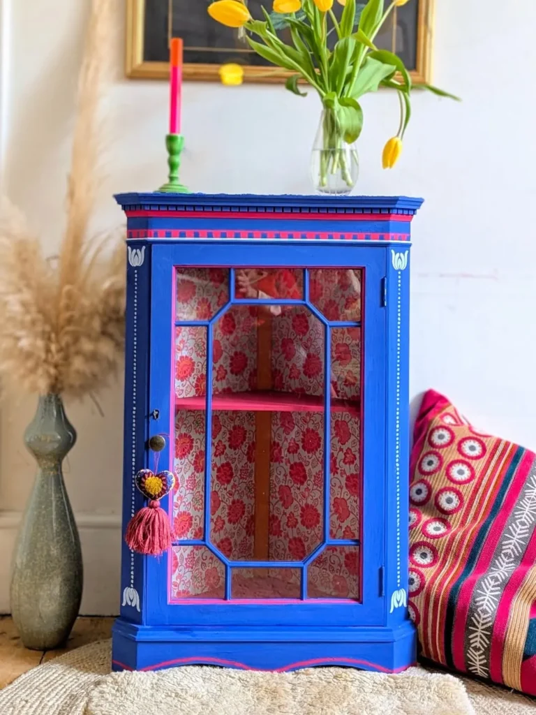 Vibrant Blue Painted Display Cabinet