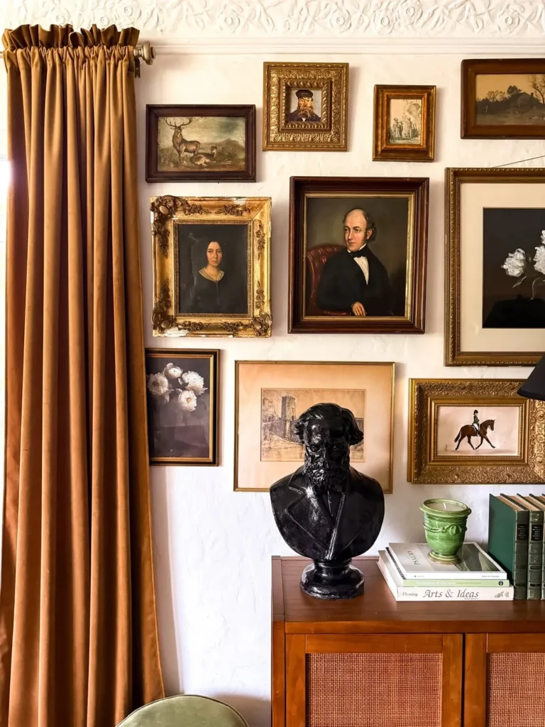 Vintage Portrait Gallery Wall With Gold Frames