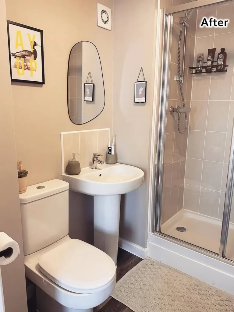 Warm Beige Paint for a Small Bathroom Refresh