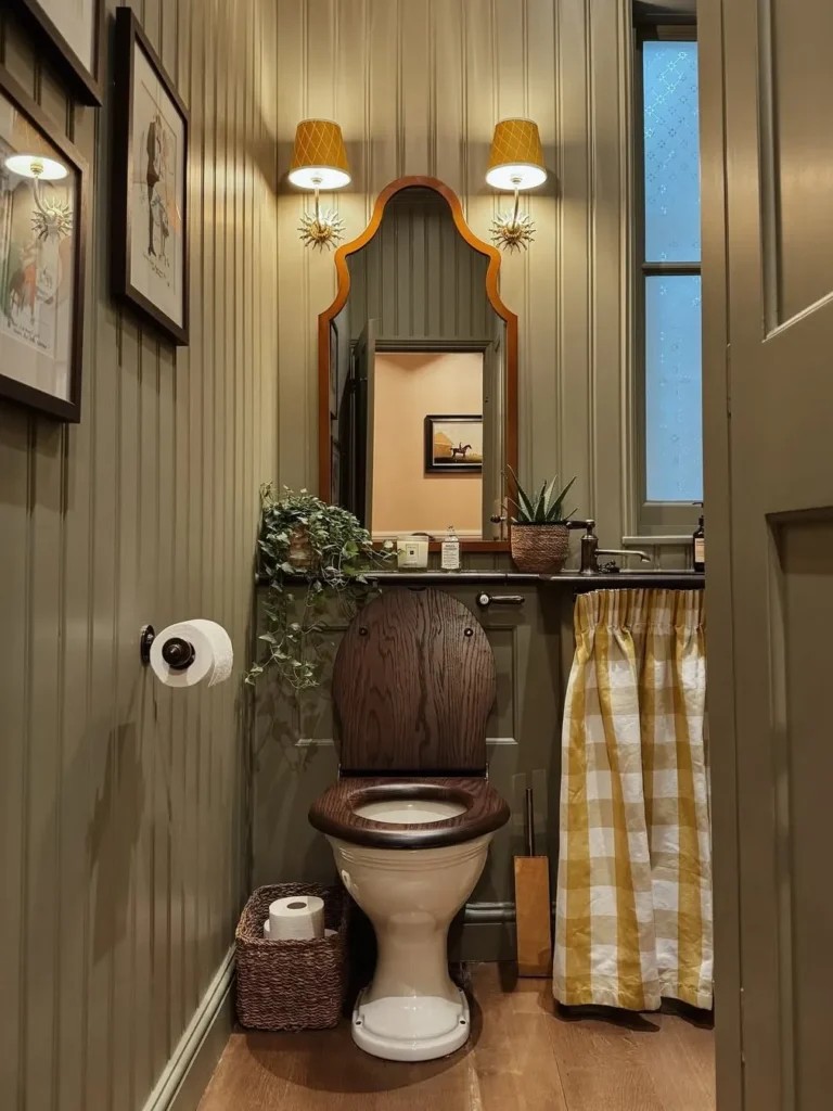 Warm Olive Green Small Bathroom Paint Idea
