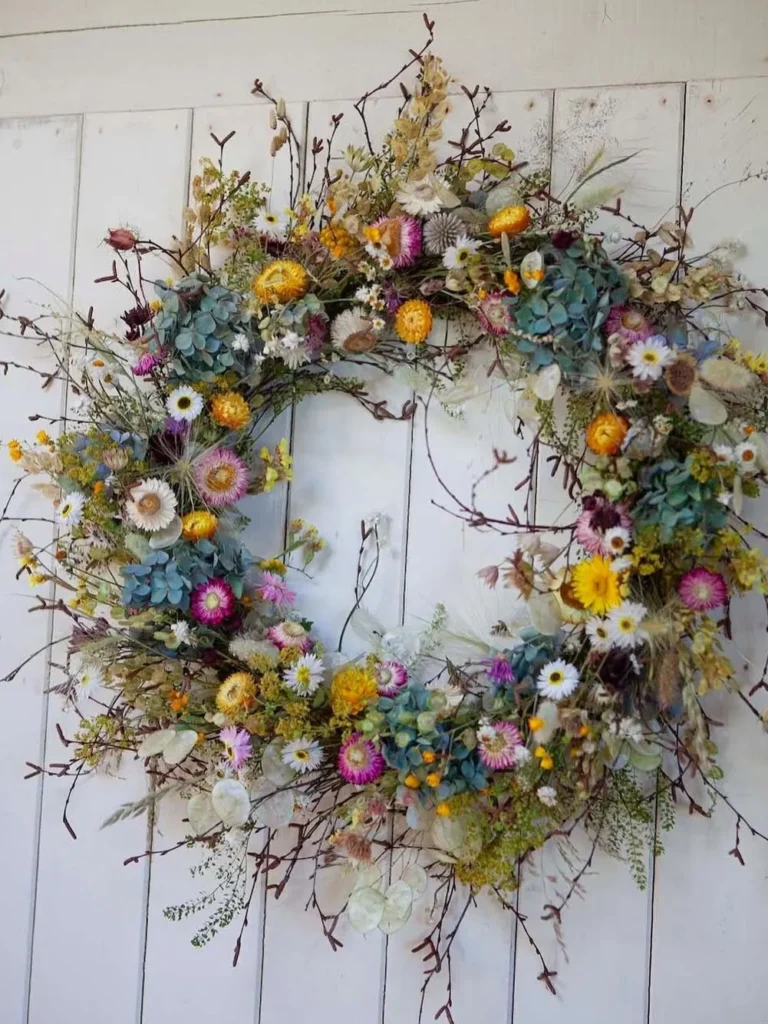 Wildflower Grapevine Wreath With Cottage Style