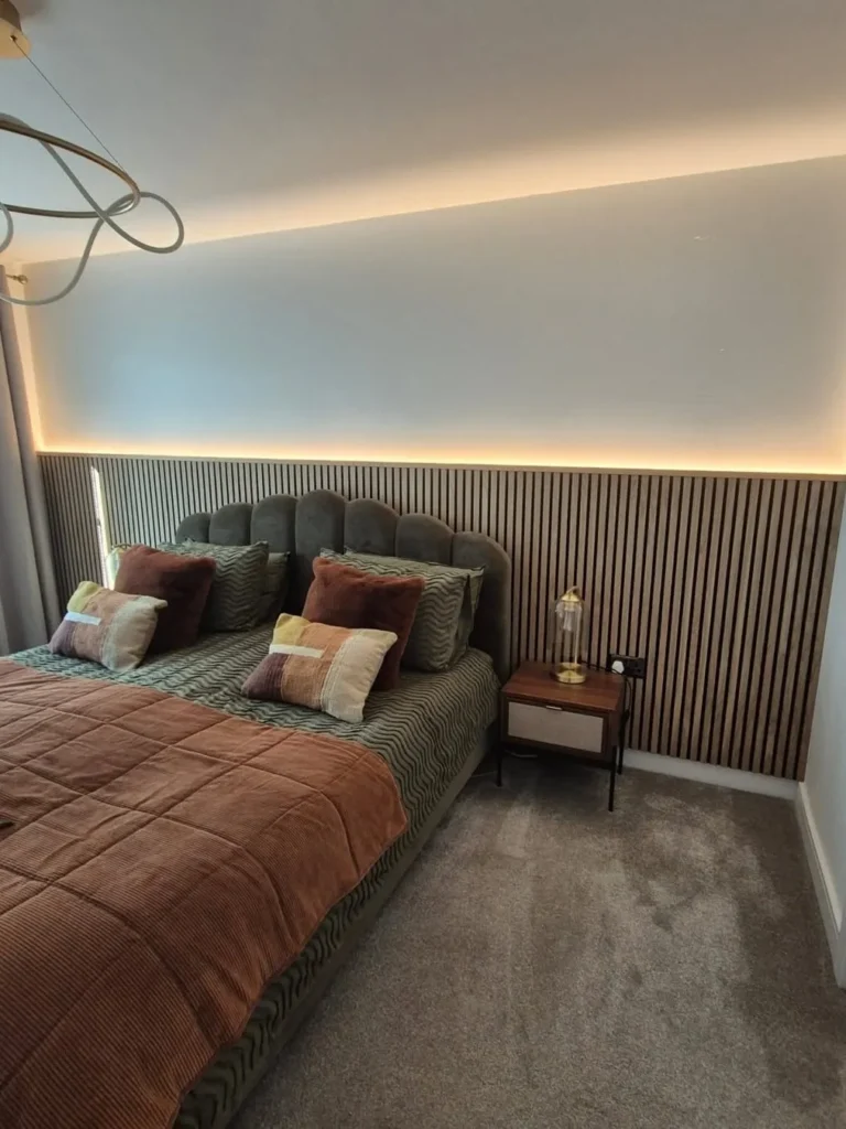 Wood Slat Wainscoting With LED Backlighting