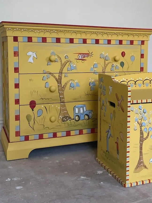 Yellow Hand-Painted Kids Furniture Set