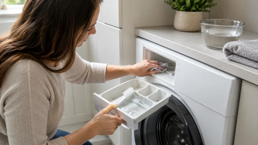 Wash the Detergent Drawer and Hidden Dispenser Area