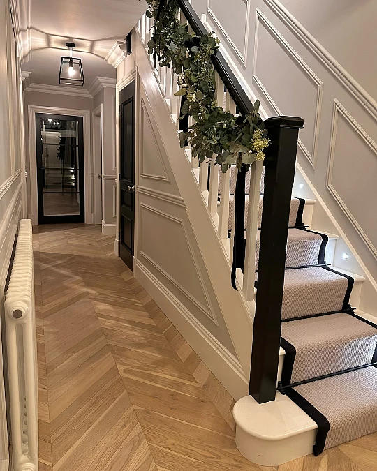 Black and White Staircase Greenery