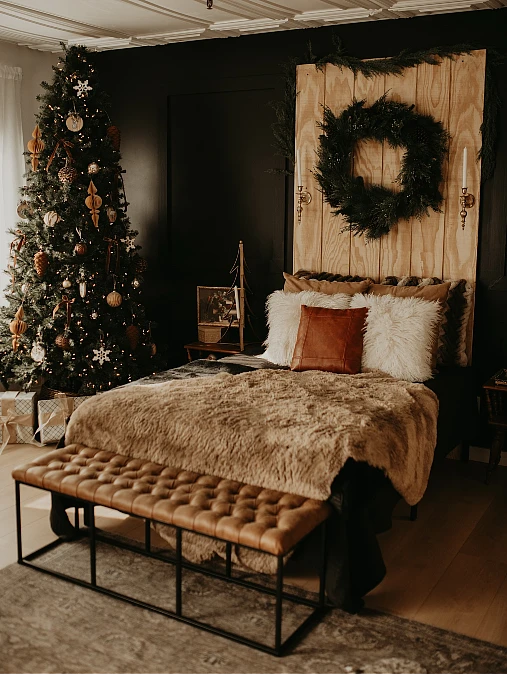 Moody Black Christmas Bedroom