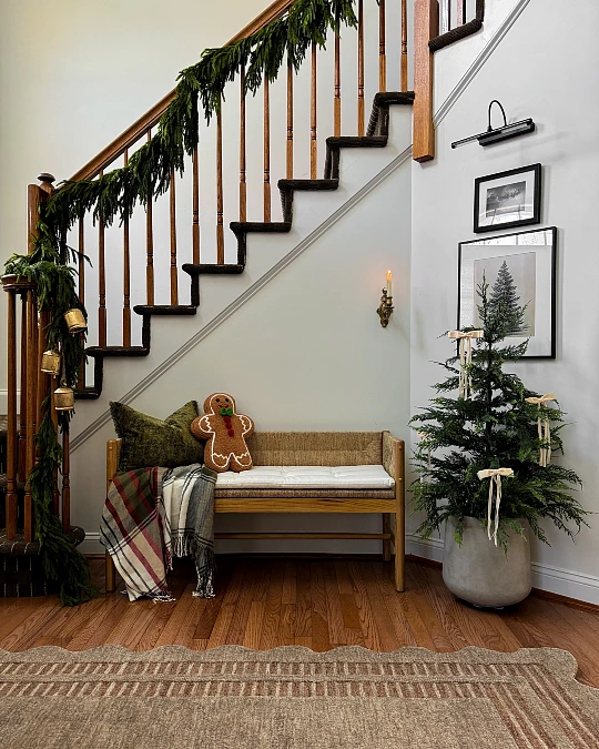 Evergreen Staircase with Brass Bells