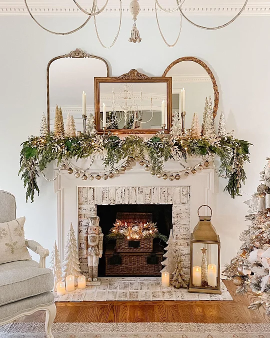 Antique Gold Christmas Mantel