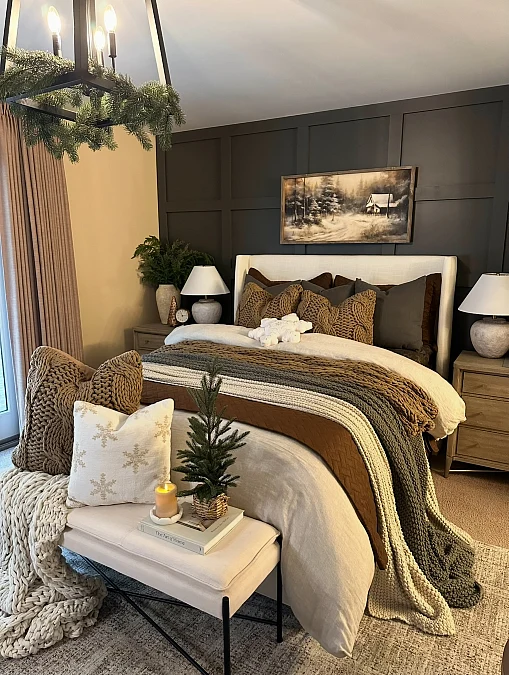 Charcoal and Camel Christmas Bedroom