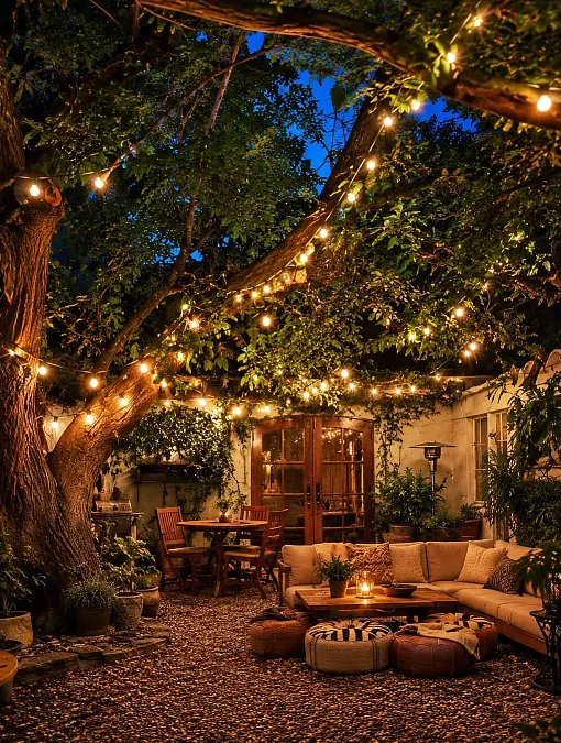 A Lantern-Lit Garden Patio