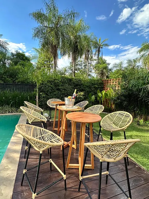 Poolside Bistro Seating With Woven Chairs