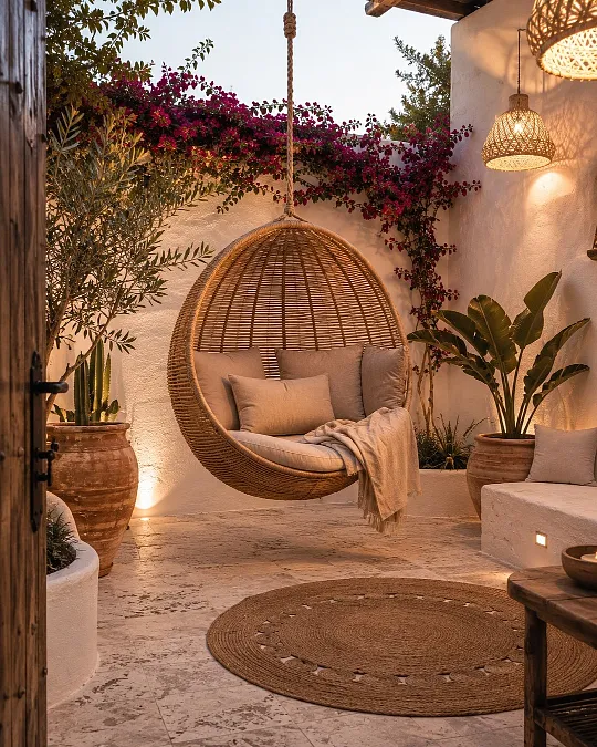 A Woven Swing Patio Retreat