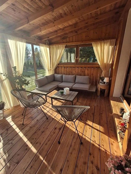 Sunlit Wood Patio Lounge