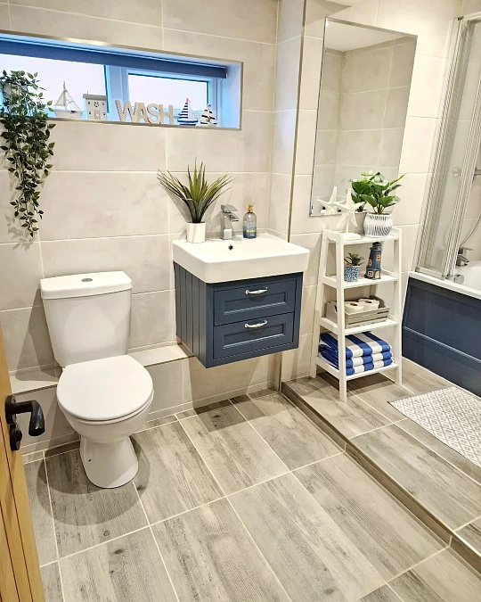 Navy Vanity with Coastal Storage