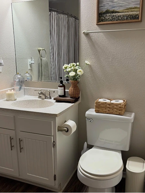 Neutral Vanity with Woven Counter Accents