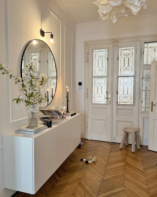 Floating Cabinet with Oval Mirror