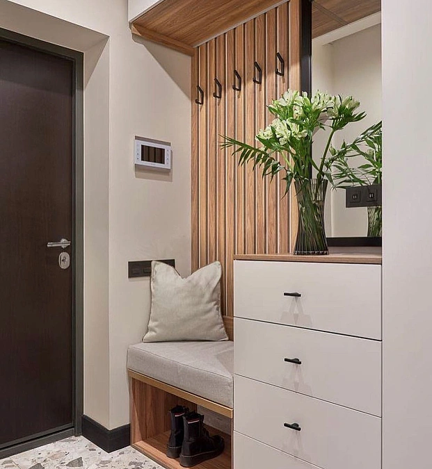 Wood Slat Entryway Nook