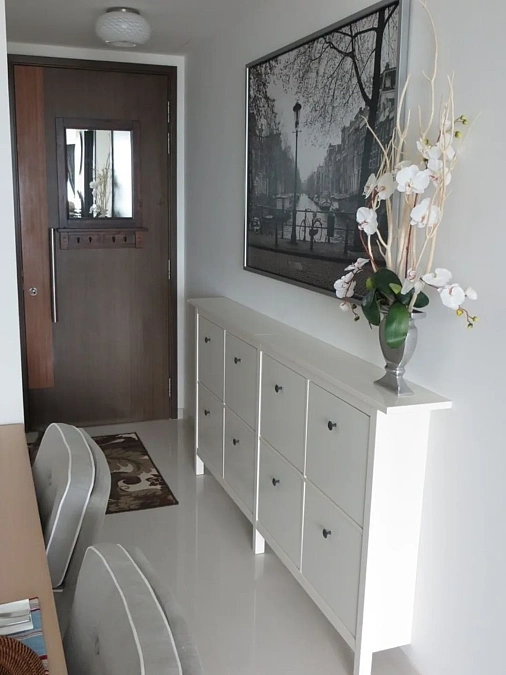 Monochrome Entryway with Oversized Art